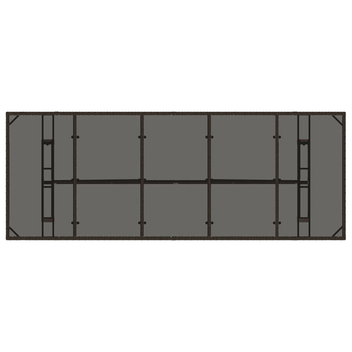 Masă de grădină cu blat din sticlă maro 240x90x75 cm poliratan - WALTI WALTI