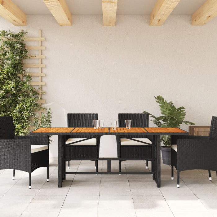 Masă grădină, blat din lemn acacia negru 190x80x75 cm poliratan - WALTI WALTI
