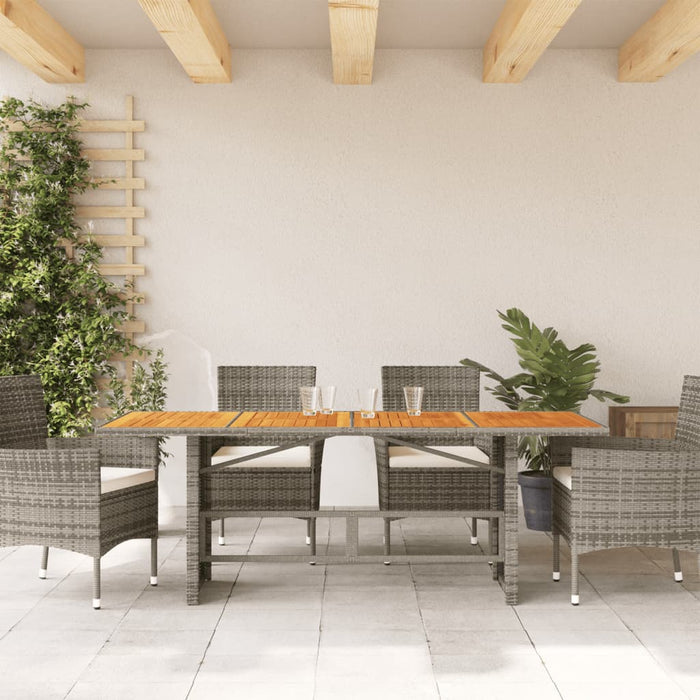 Masă grădină, blat din lemn acacia gri 190x80x75 cm poliratan - WALTI WALTI