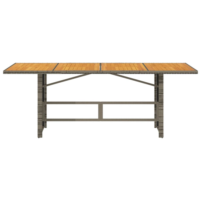 Masă grădină, blat din lemn acacia gri 190x80x75 cm poliratan - WALTI WALTI