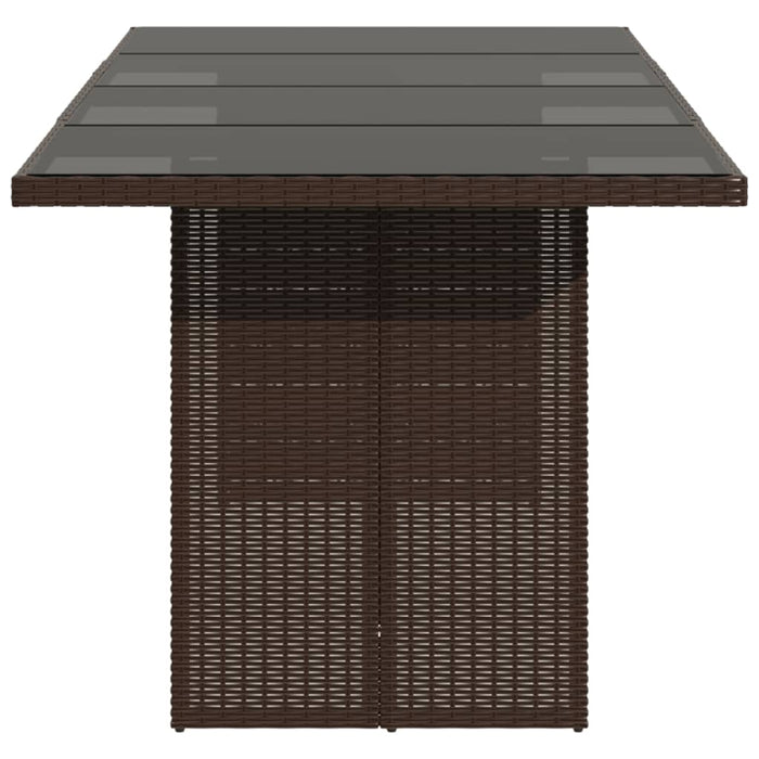 Masă de grădină cu blat din sticlă maro 190x80x75 cm poliratan - WALTI WALTI