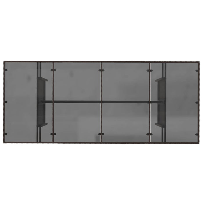 Masă de grădină cu blat din sticlă maro 190x80x75 cm poliratan - WALTI WALTI