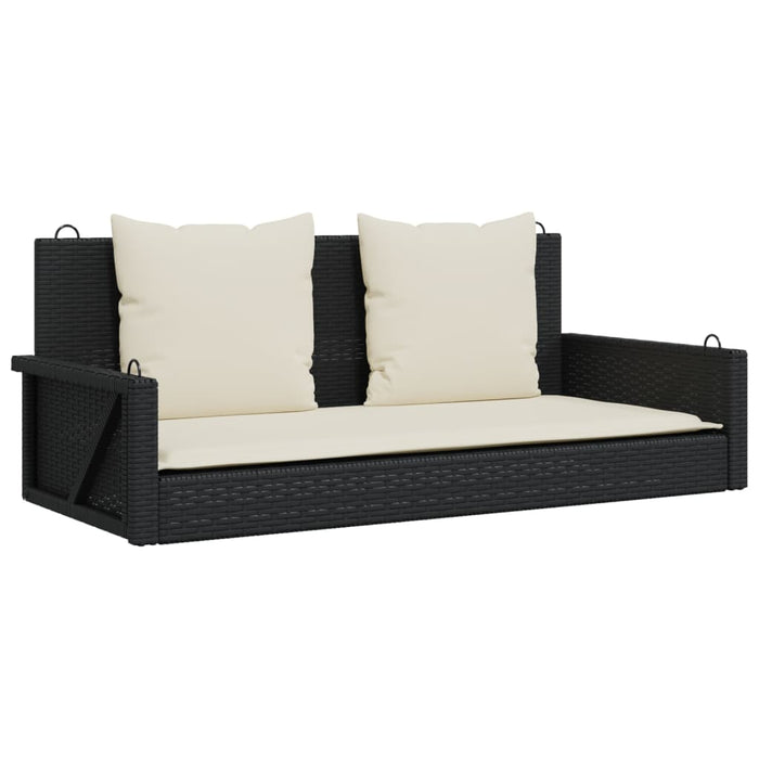 Balansoar cu perne, negru, 119x56x48 cm, poliratan WALTI