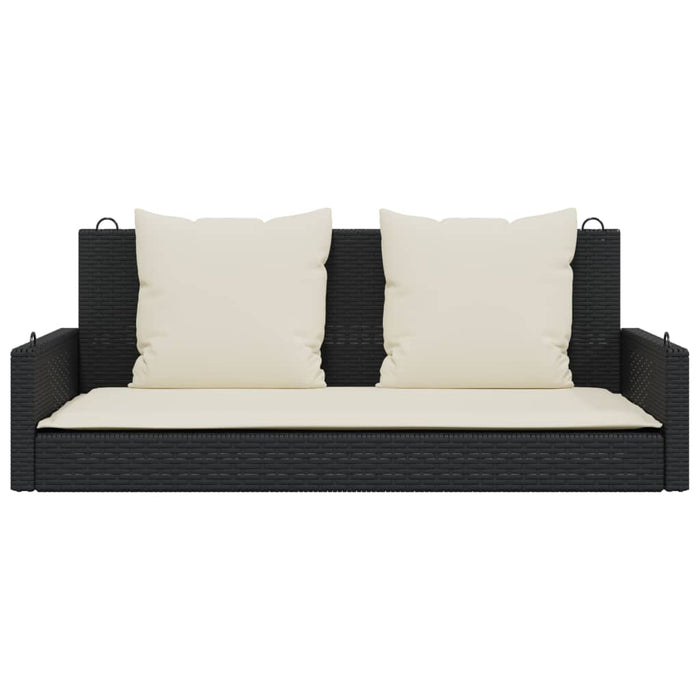Balansoar cu perne, negru, 119x56x48 cm, poliratan WALTI