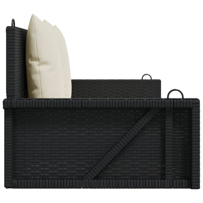 Balansoar cu perne, negru, 119x56x48 cm, poliratan WALTI