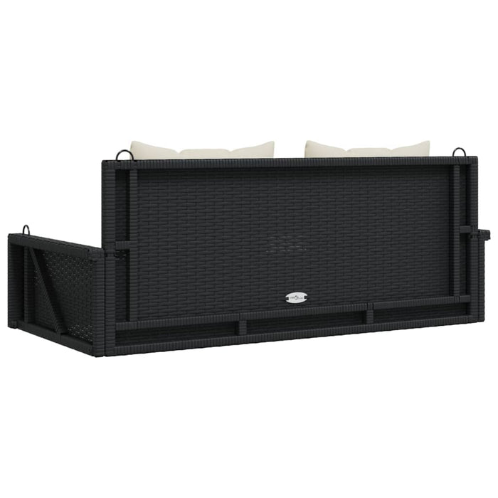 Balansoar cu perne, negru, 119x56x48 cm, poliratan WALTI