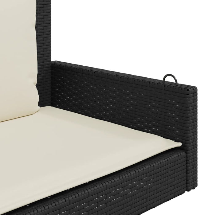 Balansoar cu perne, negru, 119x56x48 cm, poliratan WALTI