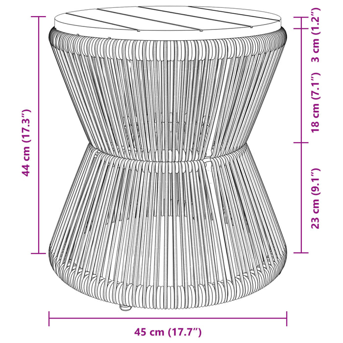 Măsuță cafea bază din sârmă negru Ø 45x44 cm, lemn masiv acacia - WALTI WALTI