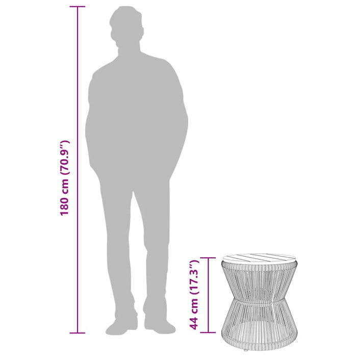 Măsuță cafea bază din sârmă negru Ø 45x44 cm, lemn masiv acacia - WALTI WALTI