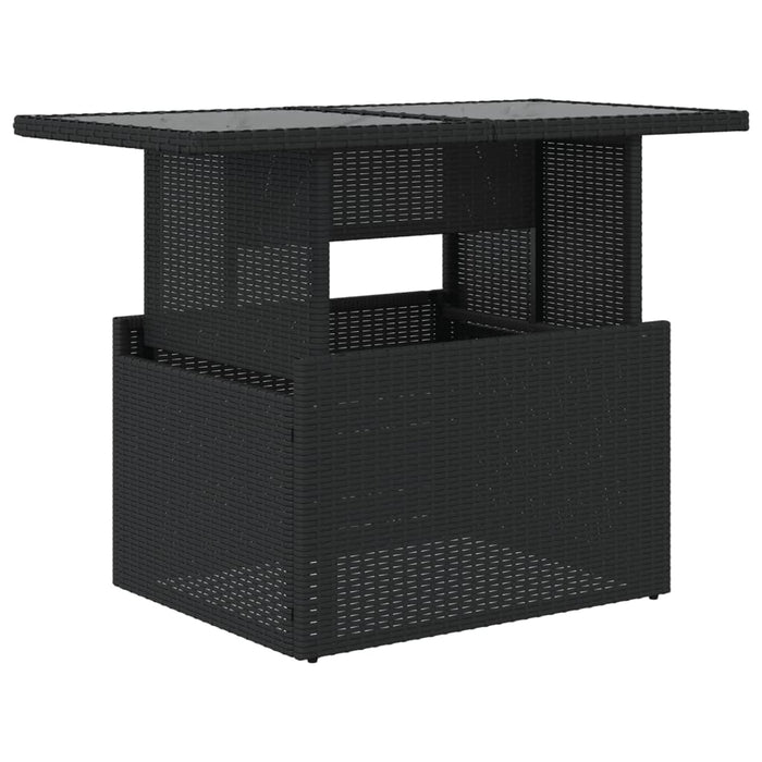 Masă grădină cu blat din sticlă, negru, 100x55x73 cm, poliratan - WALTI WALTI