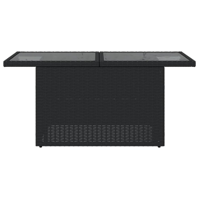 Masă grădină cu blat din sticlă, negru, 100x55x73 cm, poliratan - WALTI WALTI