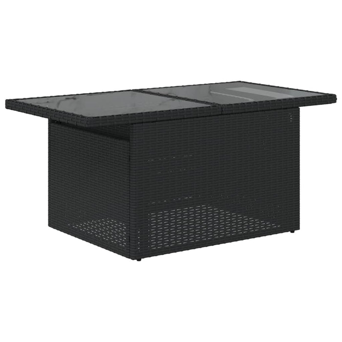 Masă grădină cu blat din sticlă, negru, 100x55x73 cm, poliratan - WALTI WALTI