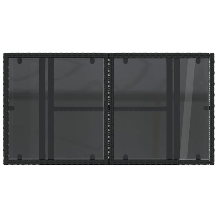 Masă grădină cu blat din sticlă, negru, 100x55x73 cm, poliratan - WALTI WALTI