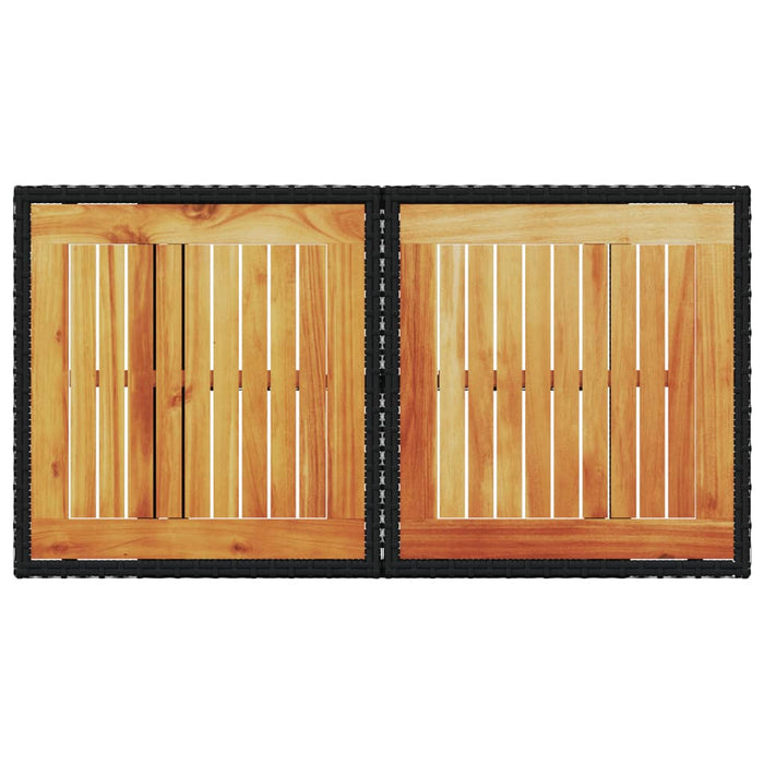 Masă de grădină, negru, 100x55x73 cm, poliratan și lemn acacia - WALTI WALTI