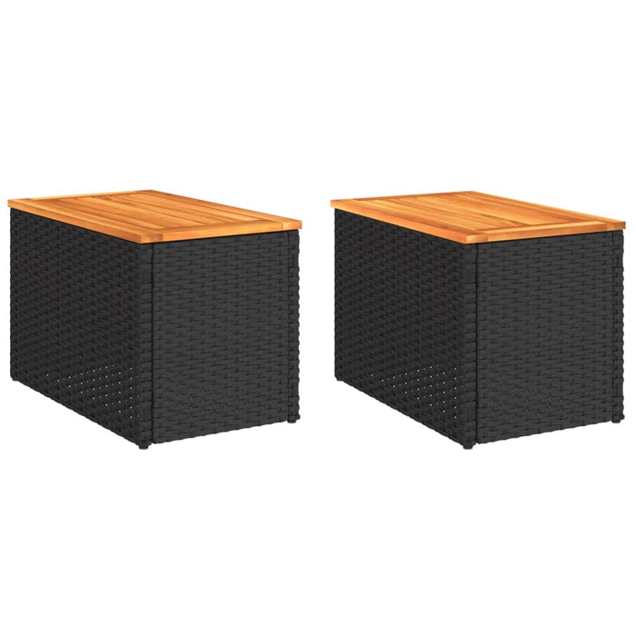 Mese laterale de grădină 2 buc. negru 55x34x37cm lemn/poliratan - WALTI WALTI