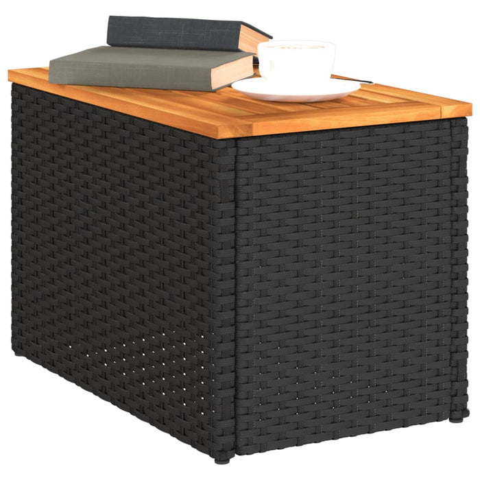 Mese laterale de grădină 2 buc. negru 55x34x37cm lemn/poliratan - WALTI WALTI