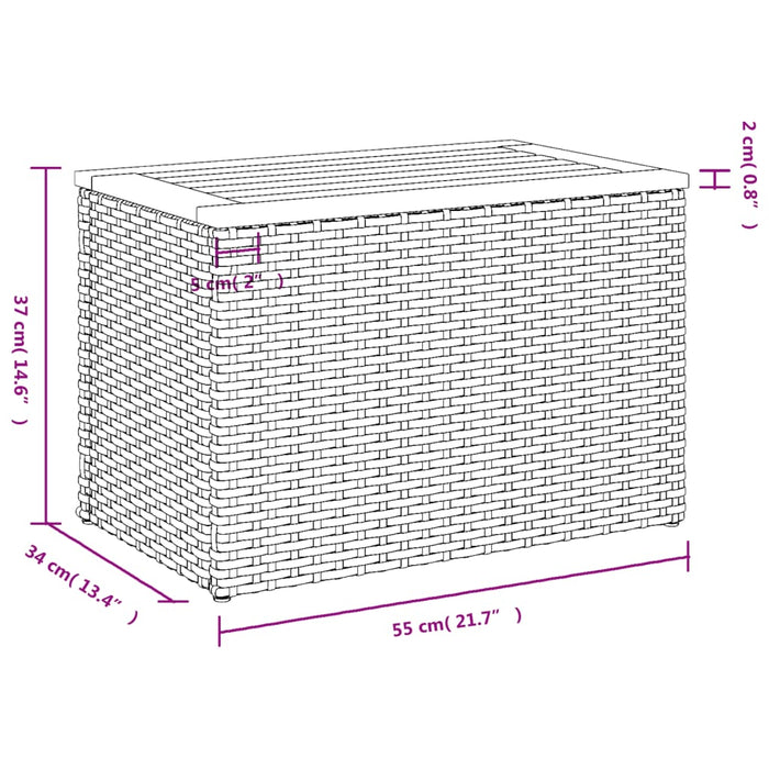 Mese laterale de grădină 2 buc. negru 55x34x37cm lemn/poliratan - WALTI WALTI