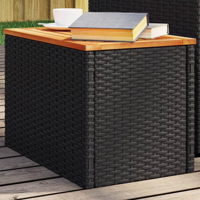 Mese laterale de grădină 2 buc. negru 55x34x37cm lemn/poliratan - WALTI WALTI