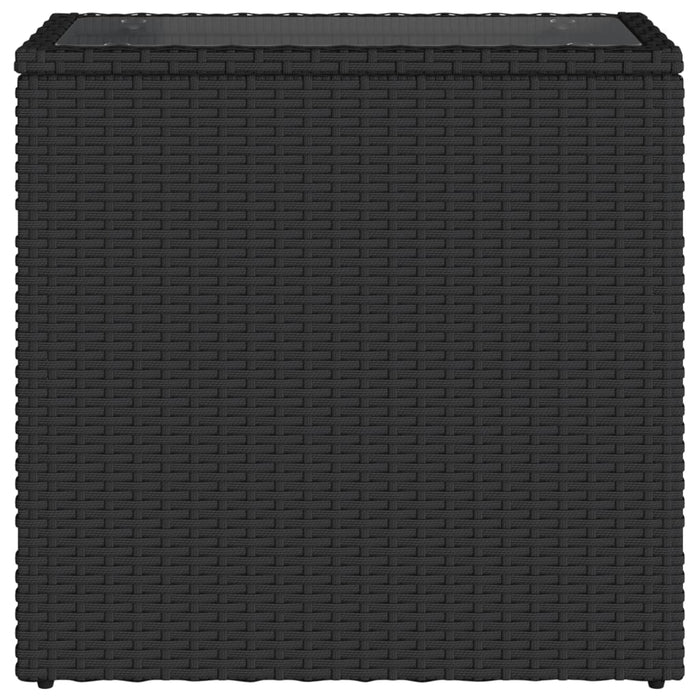 Masă laterală grădină blat sticlă negru 58x27,5x55 cm poliratan - WALTI WALTI