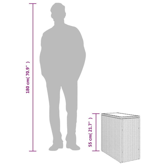 Masă laterală grădină blat sticlă negru 58x27,5x55 cm poliratan - WALTI WALTI