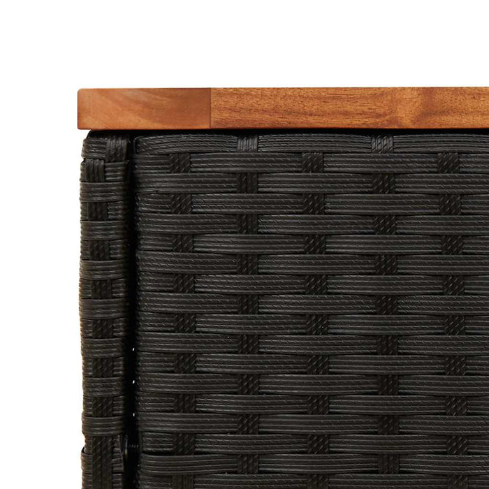 Masă laterală de grădină cu blat din lemn, neagră, 58x27,5x55 cm, poliratan WALTI