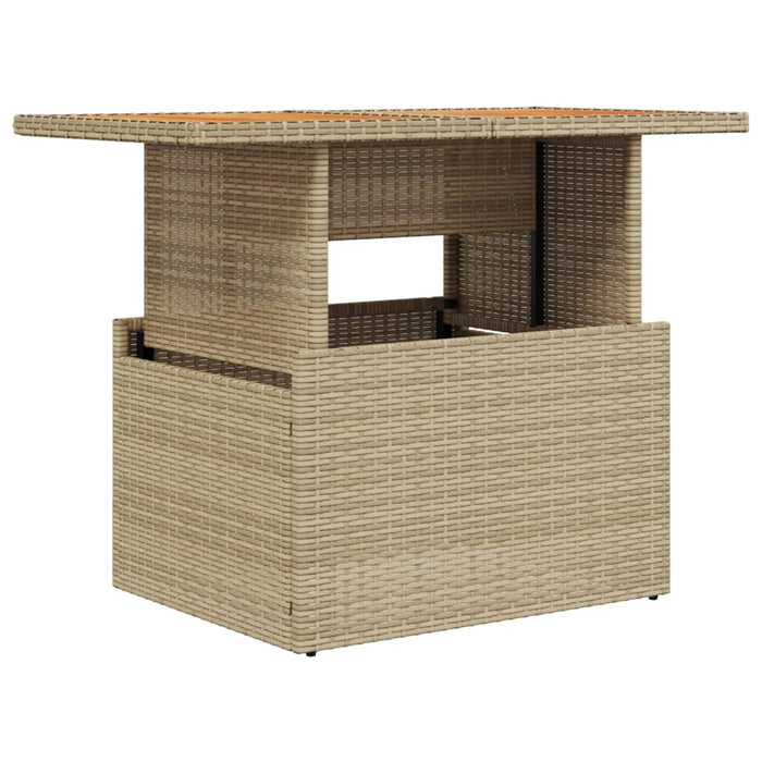 Masă de grădină, bej, 100x55x73 cm, poliratan și lemn de acacia - WALTI WALTI