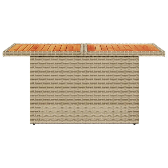 Masă de grădină, bej, 100x55x73 cm, poliratan și lemn de acacia - WALTI WALTI