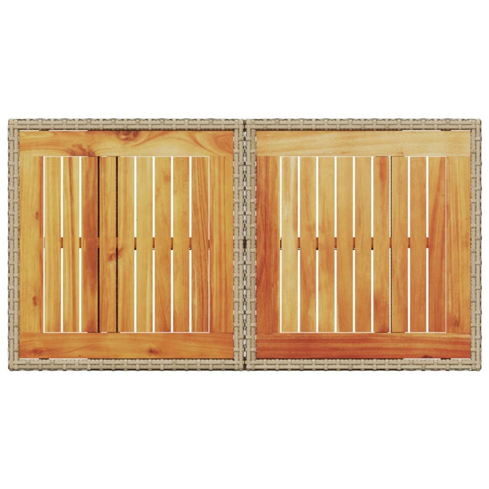 Masă de grădină, bej, 100x55x73 cm, poliratan și lemn de acacia - WALTI WALTI