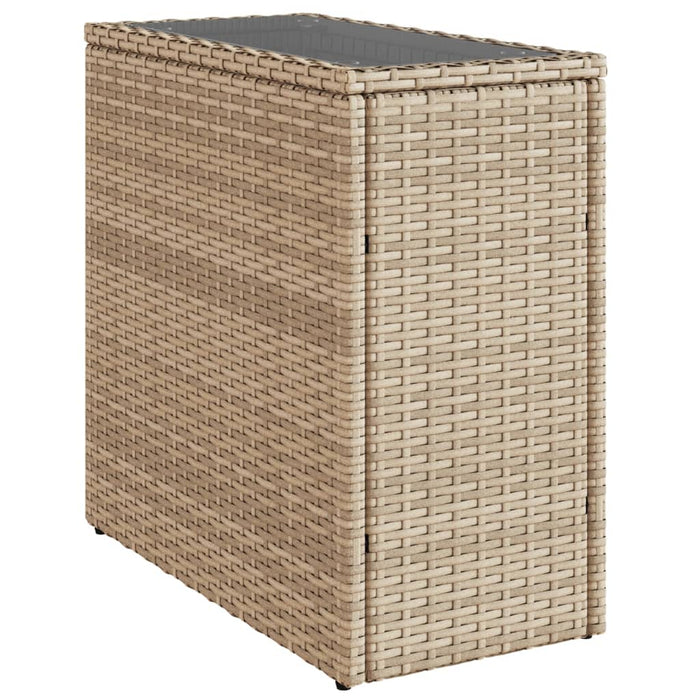 Masă laterală grădină, blat sticlă, bej 58x27,5x55 cm poliratan - WALTI WALTI