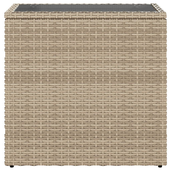 Masă laterală grădină, blat sticlă, bej 58x27,5x55 cm poliratan - WALTI WALTI
