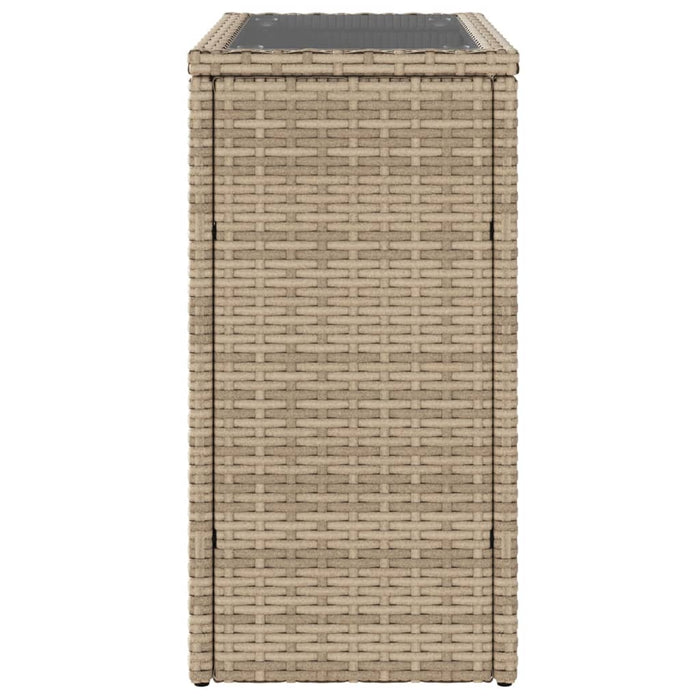 Masă laterală grădină, blat sticlă, bej 58x27,5x55 cm poliratan - WALTI WALTI