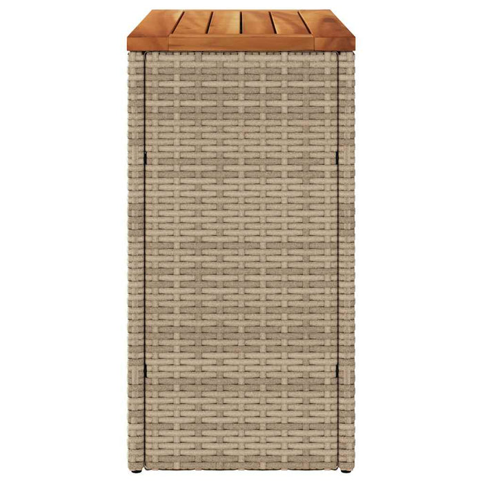 Masă laterală de grădină blat lemn bej 58x27,5x55 cm poliratan - WALTI WALTI