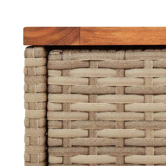 Masă laterală de grădină blat lemn bej 58x27,5x55 cm poliratan - WALTI WALTI