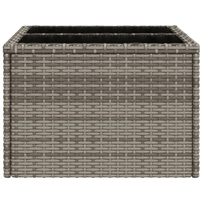 Masă de grădină cu blat din sticlă, gri, 55x55x37 cm, poliratan - WALTI WALTI