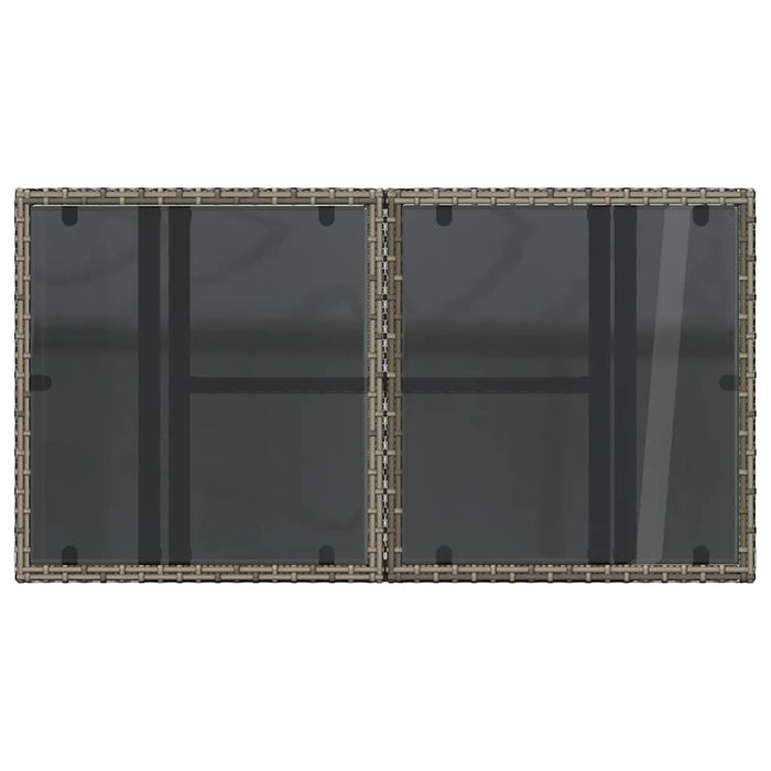Masă de grădină, blat din sticlă, gri, 100x55x73 cm, poliratan - WALTI WALTI