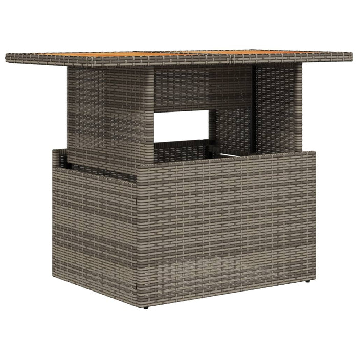Masă de grădină, gri, 100x55x73 cm, poliratan și lemn de acacia - WALTI WALTI
