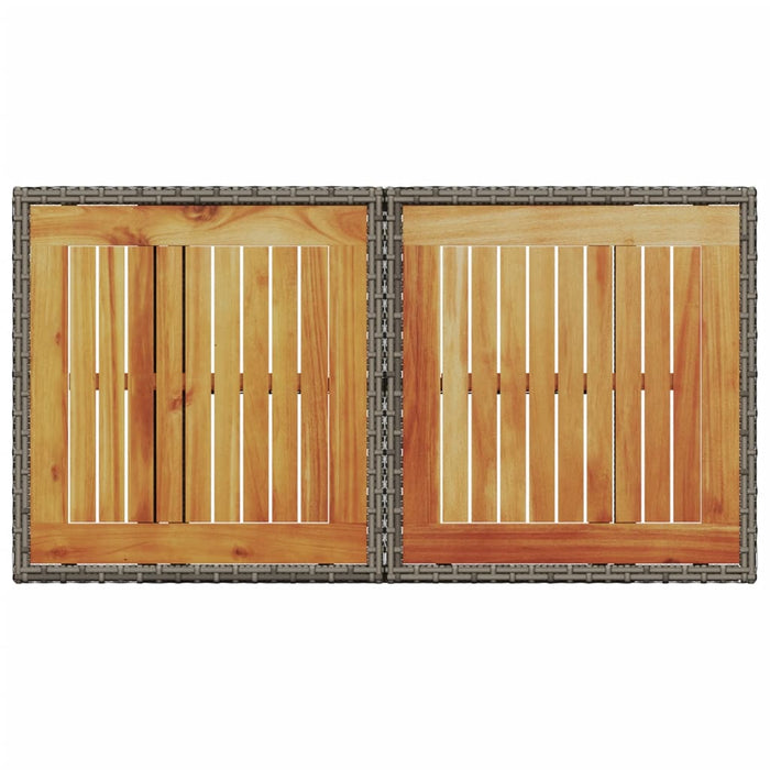 Masă de grădină, gri, 100x55x73 cm, poliratan și lemn de acacia - WALTI WALTI
