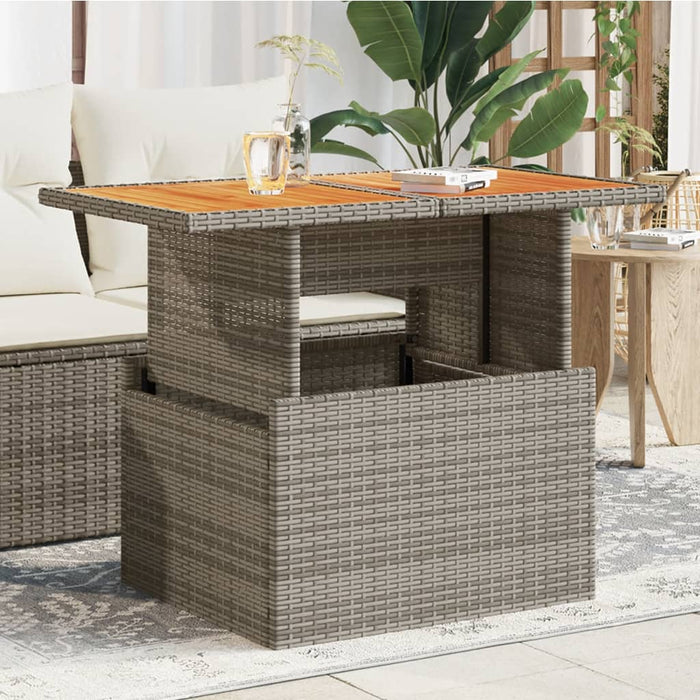 Masă de grădină, gri, 100x55x73 cm, poliratan și lemn de acacia - WALTI WALTI