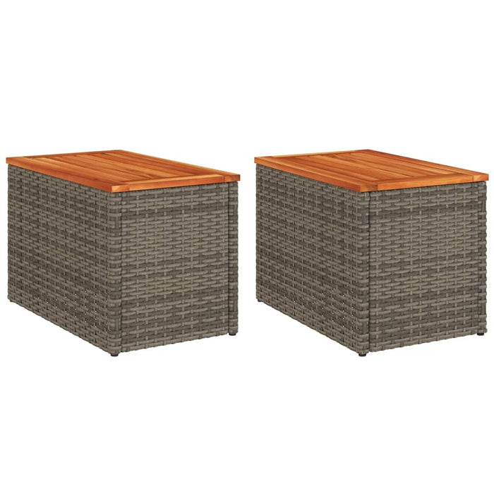 Mese laterale de grădină 2 buc. gri 55x34x37cm lemn/poliratan - WALTI WALTI