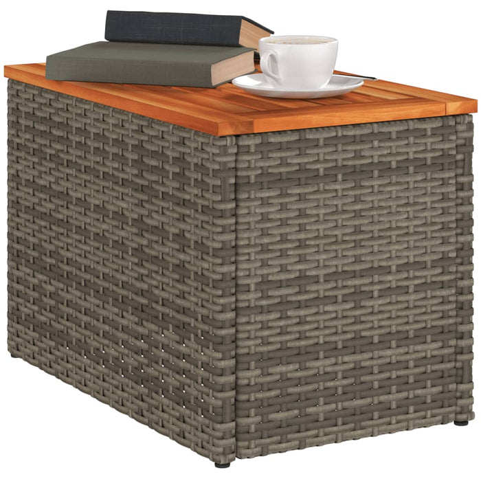 Mese laterale de grădină 2 buc. gri 55x34x37cm lemn/poliratan - WALTI WALTI