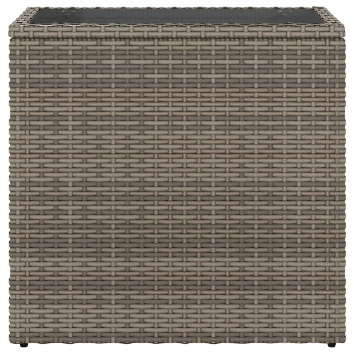 Masă laterală grădină, blat sticlă, gri 58x27,5x55 cm poliratan - WALTI WALTI