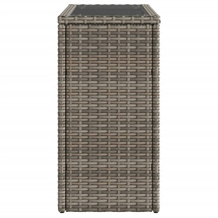 Masă laterală grădină, blat sticlă, gri 58x27,5x55 cm poliratan - WALTI WALTI