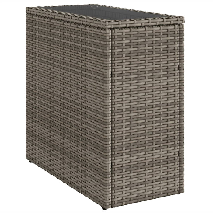 Masă laterală grădină, blat sticlă, gri 58x27,5x55 cm poliratan - WALTI WALTI