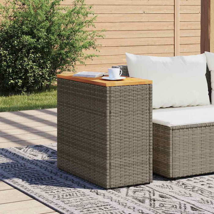 Masă laterală de grădină blat lemn gri 58x27,5x55 cm poliratan - WALTI WALTI