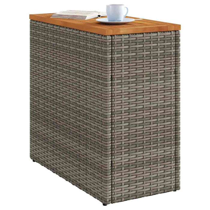 Masă laterală de grădină blat lemn gri 58x27,5x55 cm poliratan - WALTI WALTI
