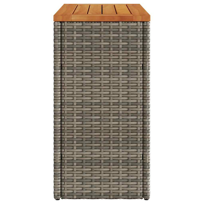 Masă laterală de grădină blat lemn gri 58x27,5x55 cm poliratan - WALTI WALTI