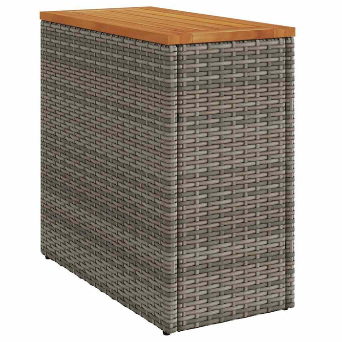 Masă laterală de grădină blat lemn gri 58x27,5x55 cm poliratan - WALTI WALTI