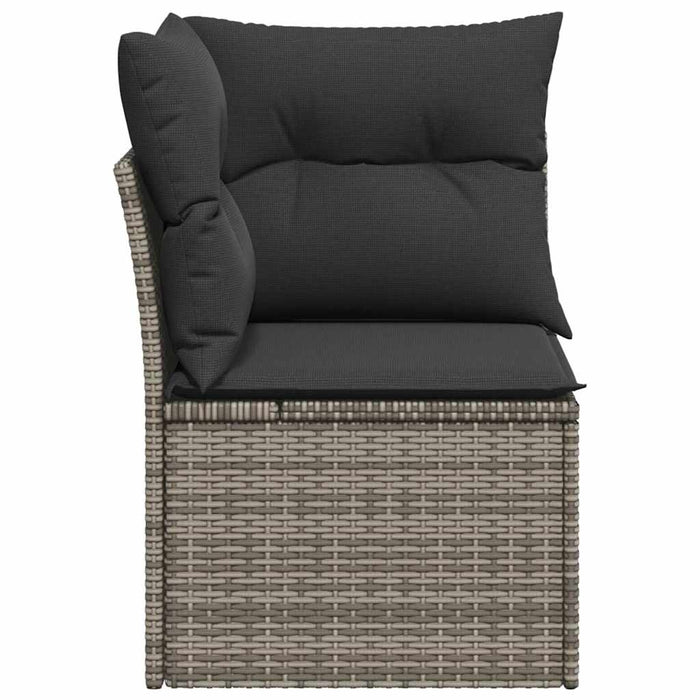 Canapea de colț cu pernă de grădină, gri, poliratan WALTI