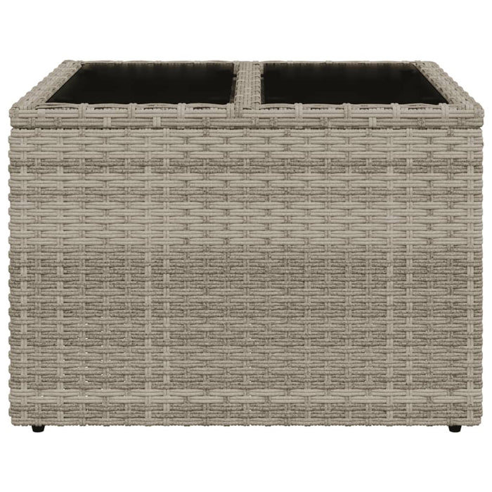Masă de grădină blat sticlă, gri deschis, 55x55x37 cm poliratan - WALTI WALTI