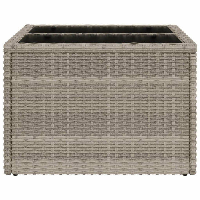 Masă de grădină blat sticlă, gri deschis, 55x55x37 cm poliratan - WALTI WALTI
